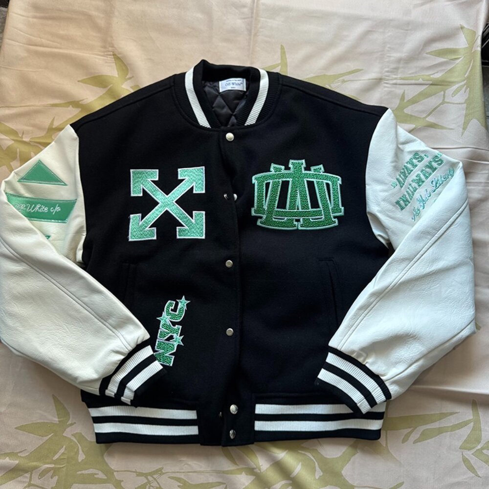 Crocodile Wool Leather Varsity Jacket